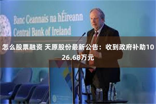 怎么股票融资 天原股份最新公告：收到政府补助1026.68万元