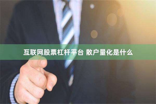 互联网股票杠杆平台 散户量化是什么