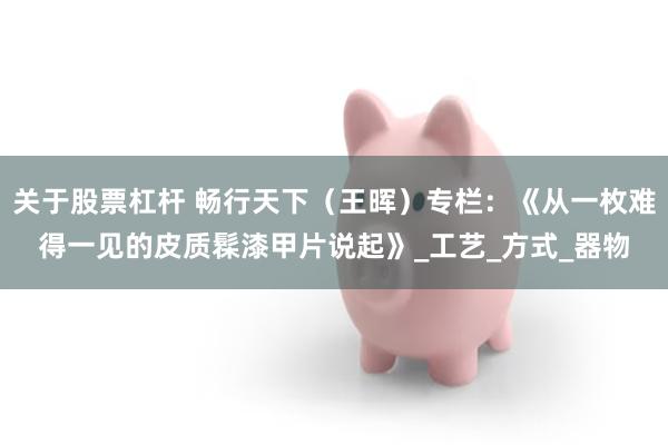 关于股票杠杆 畅行天下（王晖）专栏：《从一枚难得一见的皮质髹漆甲片说起》_工艺_方式_器物
